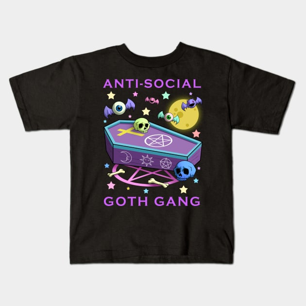 Anti Social Goth Gang Pastel Goth Alternative Aesthetic Kids T-Shirt by Blink_Imprints10